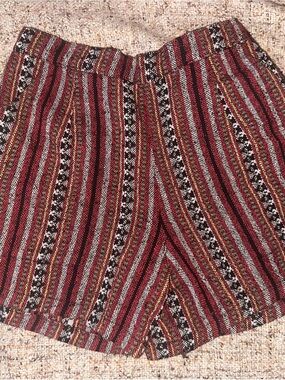 Bohemian Striped Red Knitware Women’s Shorts